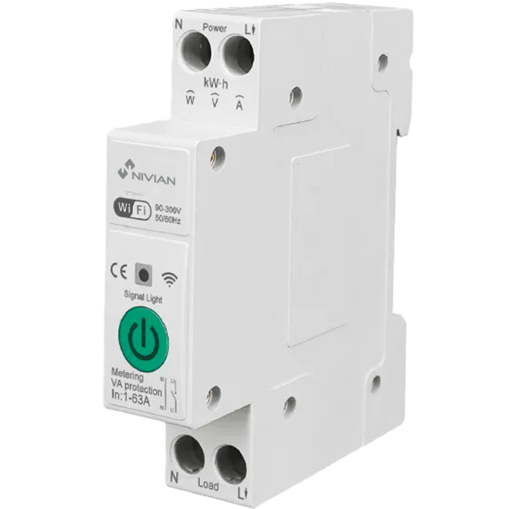 NVS-ENERGYMETER65DIN-W NIVIAN RETAIL Energy Meter 2-Module DIN Rail
