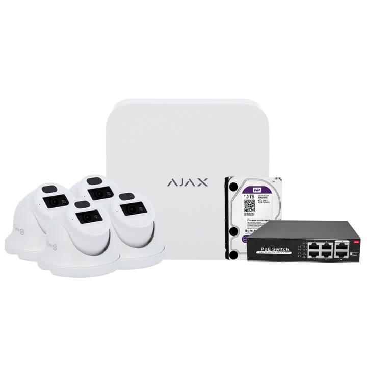 MARCA BLANCA AJ-NVRKIT108T-2 Wi-Fi NVR Kit with 2MP Turret Cameras
