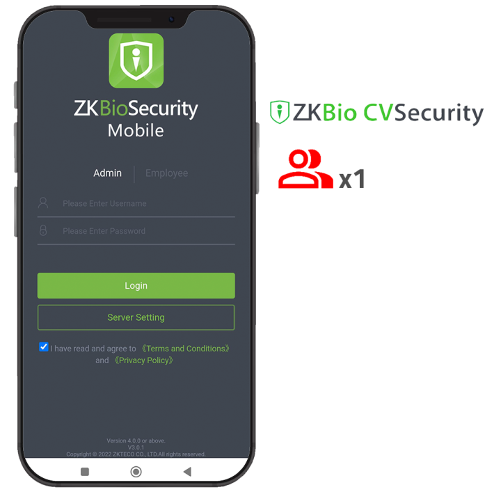 ZKTECO ZK-SOF-BIOCV-MBAPP-1ACC Access Controller