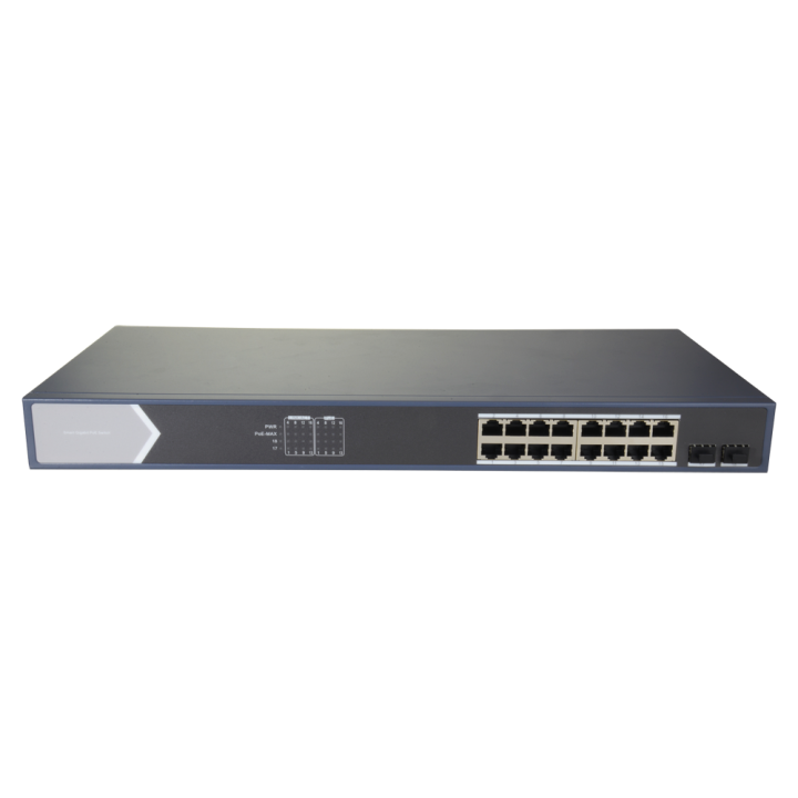 SAFIRE SF-SW1816POE-MGF-225 16-Port Gigabit Managed PoE+ Switch with 2 SFP Uplinks