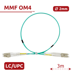SAFIRE SF-LC-UPC-LC-UPC-OM4-DX-3M-A Fiber Optic Patch Cable