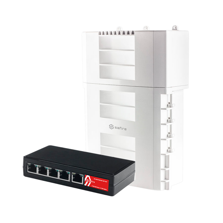 SAFIRE SF-POEXT5GE1GE-1BT-OUT Extension PoE Gigabit avec 802.3bt, IP67, extérieur, 100 m