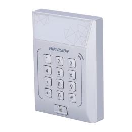 Terminal de control de acceso Hikvision DS-K1T801M – IP65, PoE, teclado táctil, RFID y huella digital