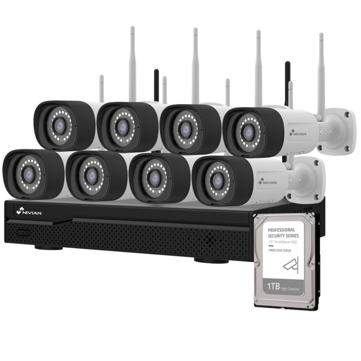 NIVIAN RETAIL NV-KIT1630W6-8CAM-1TB 8-Channel 6MP IP Camera Kit with 1TB NVR