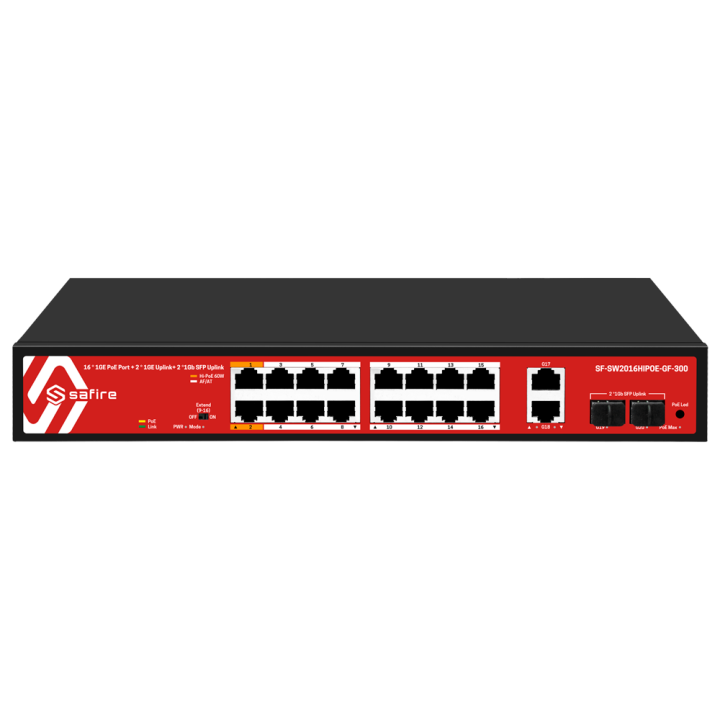 SAFIRE SF-SW2016HIPOE-GF-300 Managed Gigabit PoE Switch, 21 Ports, 300W PoE Budget