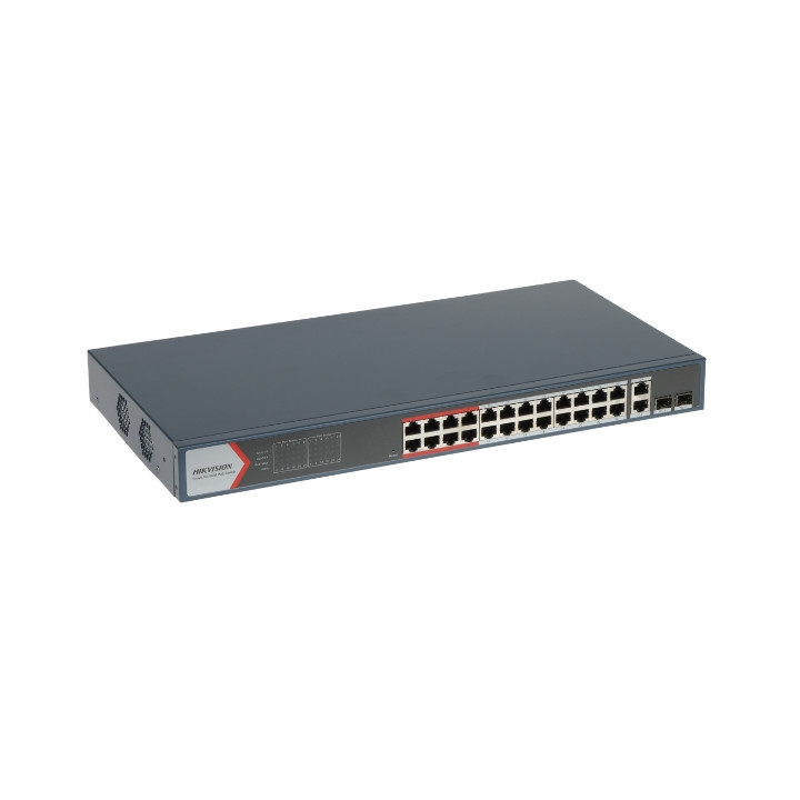 Hikvision DS-3E1326P-EI(B) 24-portowy gigabitowy inteligentny przełącznik PoE z budżetem PoE 230 W