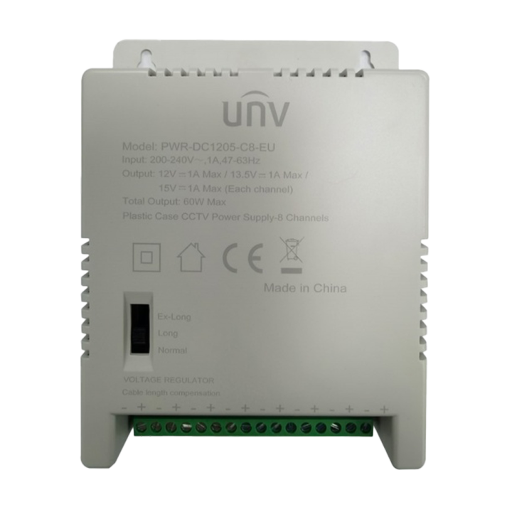 UNIVIEW UV-PWR-DC1205-C8-EU 12V 5A DIN-rail Power Supply