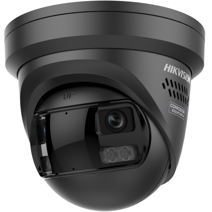 HIKVISION PRO DS-2CD2387G3P-LIS2UY/SRB(180°)BLACK 8MP Turret IP Camera with PoE, IP67, 2.8mm, IR 30m, White Light