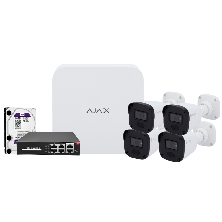 MARCA BLANCA AJ-NVRKIT108B-2 2MP Wi-Fi NVR Kit with Bullet Camera and IR Night Vision