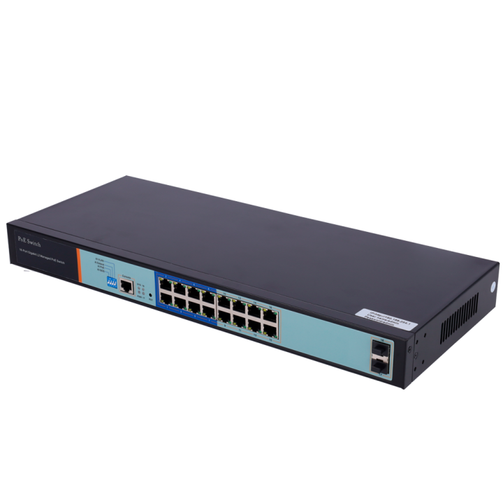 SW1816POE-MGF-250 MARCA BLANCA 16-Port Gigabit Managed PoE+ Switch 250W