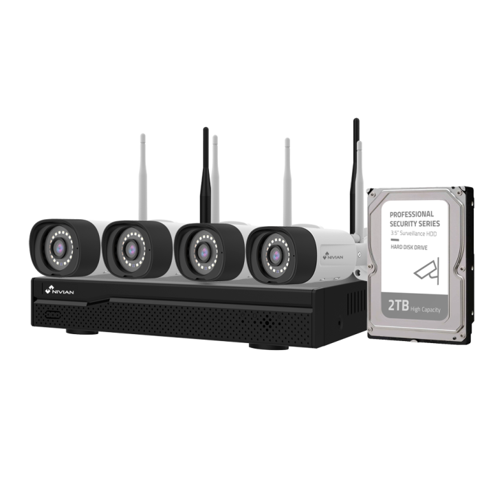 NIVIAN RETAIL NV-KIT1030W6-4CAM-2TB 4-Camera Wi-Fi CCTV Kit with 2TB NVR