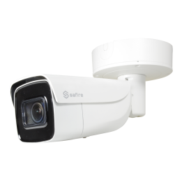 SAFIRE SF-IPB798ZUWH-4U-AI2 Caméra IP Bullet 8MP 4K AI avec PoE, Wi-Fi, IP66, varifocale 2,8-12 mm, E/S audio, microSD jusqu'à 2