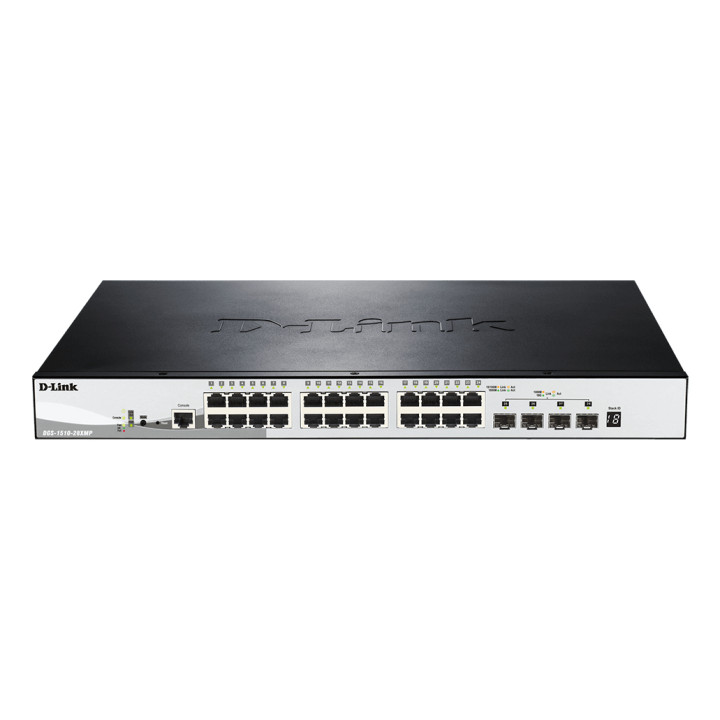 D-Link DGS-1510-28XMP/E 28-Port Gigabit Stackable PoE Smart Managed Switch with 4 10G SFP+