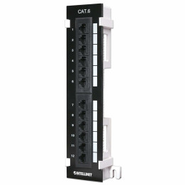 Intellinet Cat6 Wall-mount Patch Panel, UTP, 12 Port, Black