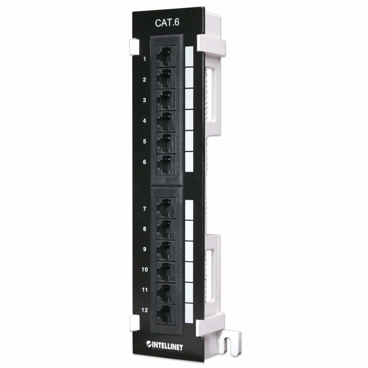 Intellinet Cat6 Wall-mount Patch Panel, UTP, 12 Port, Black
