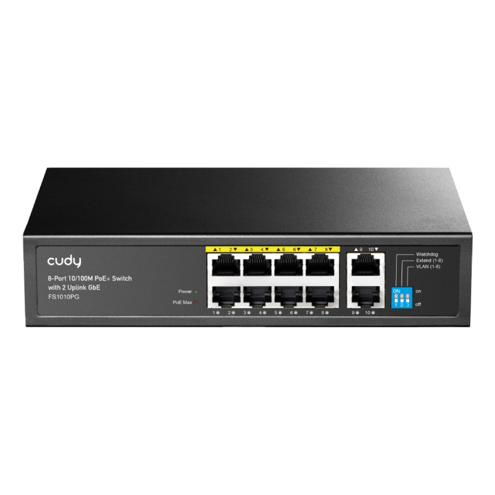 Cudy FS1010PG 8-Port 10/100M PoE+ Switch with 2 Gigabit Uplink Ports 120W Unmanaged