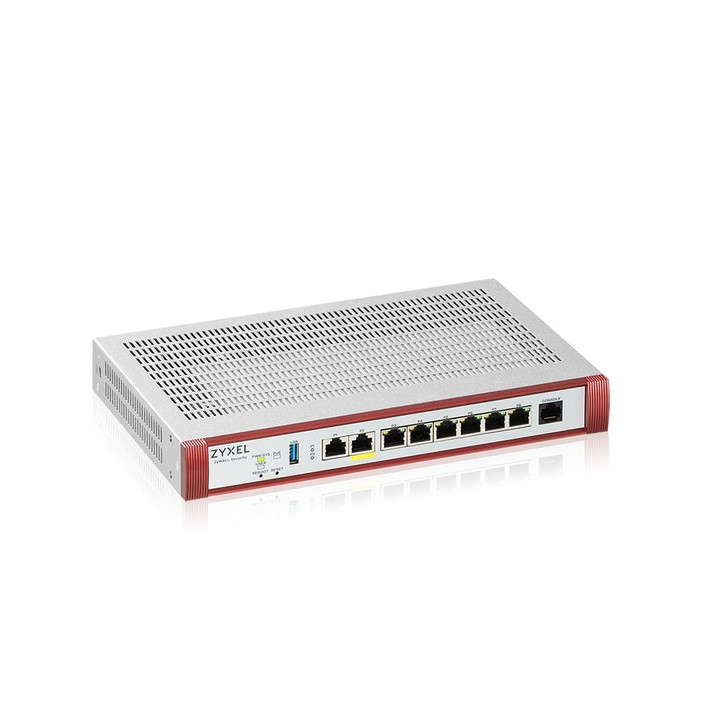 Firewall serie ZyXEL USG FLEX200 H con 1 porta PoE+ da 2,5 G e 6 porte da 1 G, pacchetto di sicurezza di 1 anno