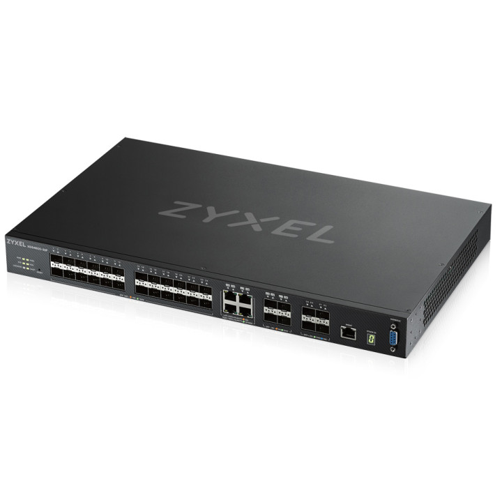 ZyXEL XGS4600-32F L3 Managed Switch, 24 Port Gigabit SFP, 4 Dual Personality and 4x 10G SFP+, Stackable, Dual PSU