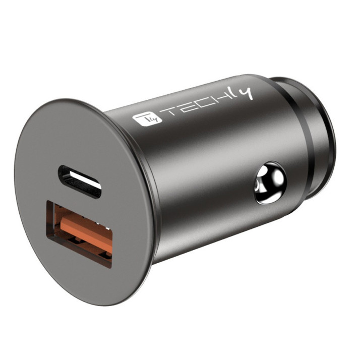 Techly IUSB2-CAR5-AC38W Car Charger USB-C & USB-A 38W/3A 5-12V