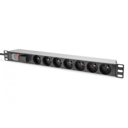 DIGITUS DN-95407-FR 1U Aluminum PDU, 7x CEE 7/5 16A, Switch & Surge Protection