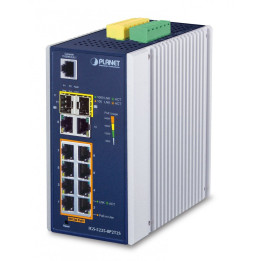 PLANET IGS-5225-8P2T2S Switch PoE+ industriel L2+/L4 entièrement géré avec 8 ports PoE+ Gigabit, liaison montante 2 Gigabit RJ45
