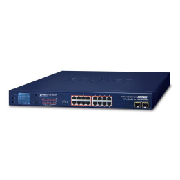 PLANET GSW-1820VHP 16-Port Gigabit PoE+ Switch with 2 SFP Slots and LCD