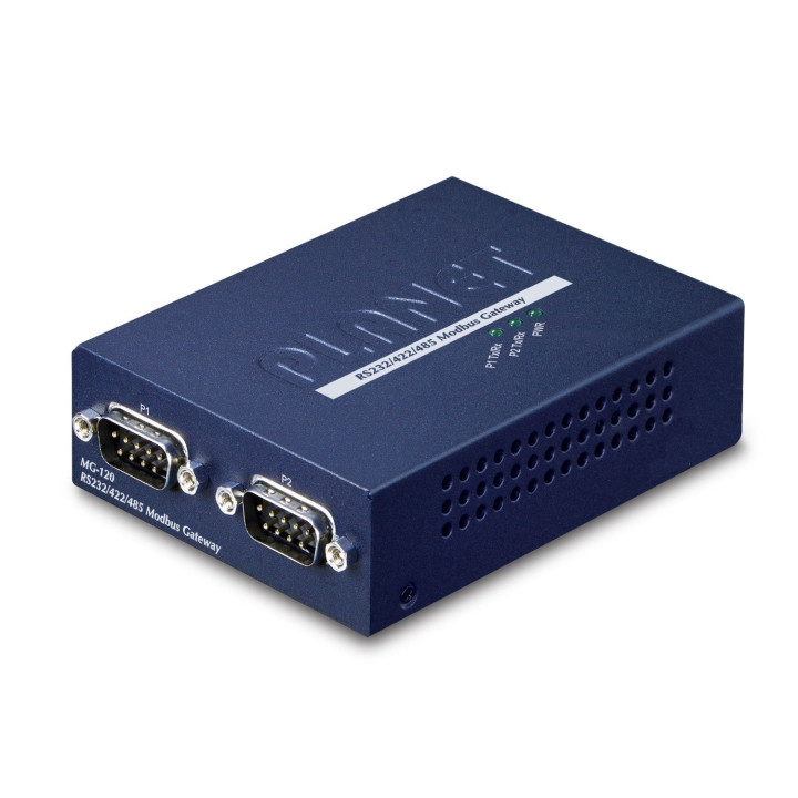 PLANET MG-120 2-portowa bramka Modbus RS232/422/485 z 10/100BASE-TX, -10 do 60°C, Modbus RTU/ASCII, Master/Slave