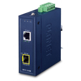 PLANET IECC-210R Convertisseur de média industriel 1 port 100TX + 1 port 100FX SFP EtherCAT, RJ45 vers SFP, -40~75°C, 9~48 V DC,