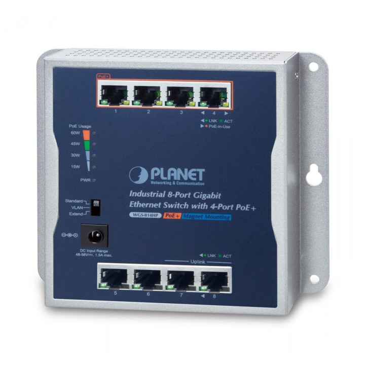 PLANET WGS-814HP 8-портовый Gigabit PoE+ коммутатор 60 Вт
