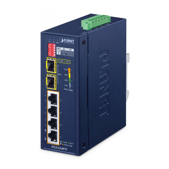 PLANET IFGS-624PTF Промышленный PoE коммутатор 4 PoE + 2 SFP
