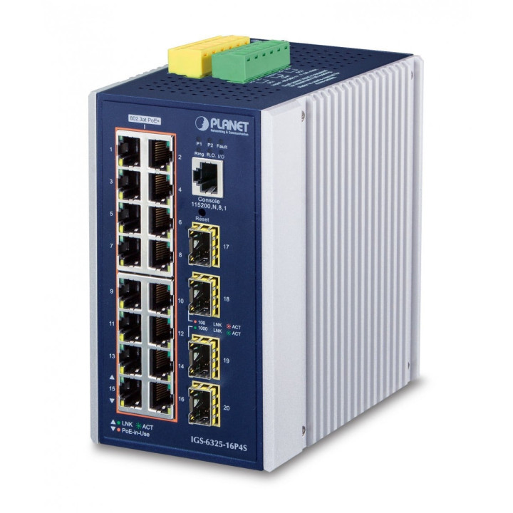 PLANET IGS-6325-16P4S промышленный PoE+ коммутатор