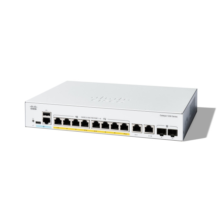 Cisco Catalyst 1200 8-port GE Full PoE 2x1G Combo Switch C1200-8FP-2G