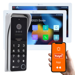 Genway F-S9V13-2W-W-2 2-Wire Video Intercom Kit with 2x 7" Monitors, WiFi Tuya