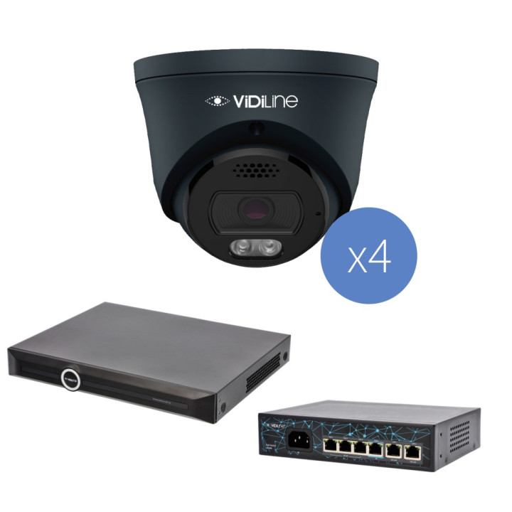 VidiLine KIT-8232-38D-4 IP Surveillance Kit 4 Cameras 8Mpx NVR Switch