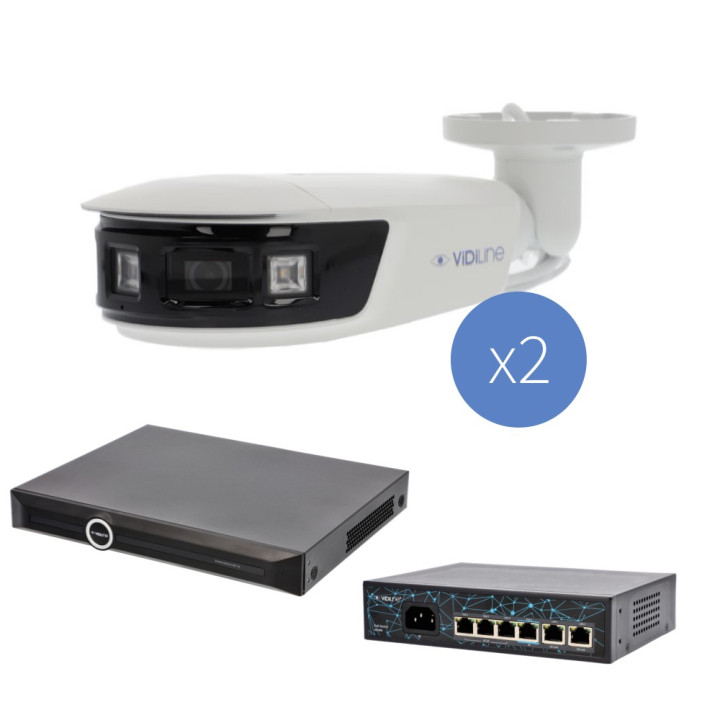 VidiLine KIT-8232-58V-2 IP Surveillance Kit 2x 8MP Panorama Cameras + NVR
