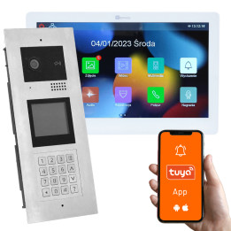 Genway KIT-F-M91-V13-1 Multi-Apartment Video Intercom with Touch Screen Monitor, 1 Family, Code/Card/Key Fob Opening, Tuya Smart