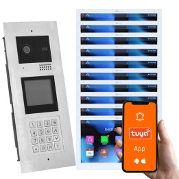 Genway KIT-F-M91-V13-10 Multi-Family Video Intercom Kit with 10 Touchscreen Monitors, 10 Apartments, Code/Card/Key Fob Access, T