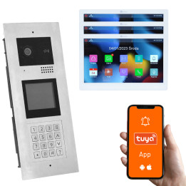 Genway KIT-F-M91-V13-3 Multi-Apartment Video Intercom Kit with 3 Touch Monitors, 3 Families, Code/Card/Fob Entry, Tuya Smartphon