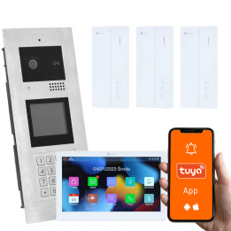 Genway KIT-F-M91-V1301-ALL3 Multi-Apartment Video Intercom Kit for 4 Families, Code/Card/Key Fob Entry, Tuya Smartphone Answerin