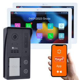 Genway KIT-F-S62-V13-2 2-Wire Video Intercom Kit with Two 7" Touchscreen Monitors, WiFi & Tuya