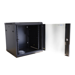VidiLine R19-12U/450-WS_V2 12U Wall-Mounted 19" Rack Enclosure, Tempered Glass Door, 60 kg Capacity