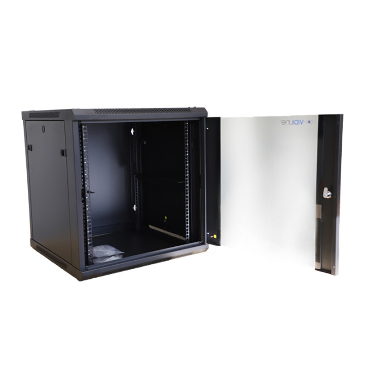 VidiLine R19-12U/450-WS_V2 12U Wall-Mounted 19" Rack Enclosure, Tempered Glass Door, 60 kg Capacity