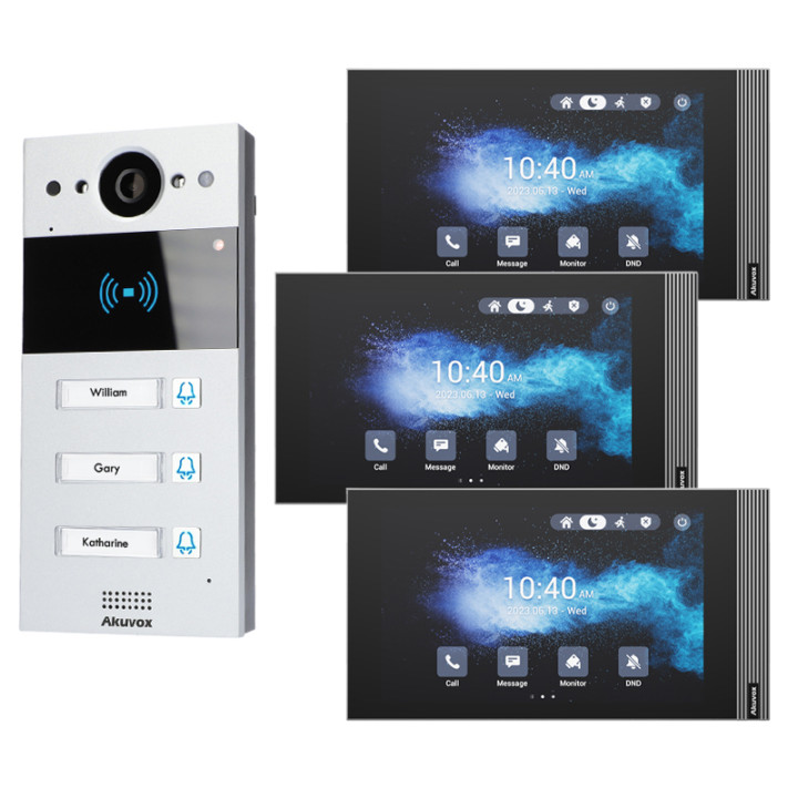 Akuvox R20BX3 IP Video Intercom Kit with 3x S563W 8" Monitors