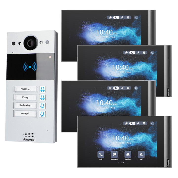 Akuvox R20BX4 IP Video Intercom Kit with 4x S563W 8" Monitor