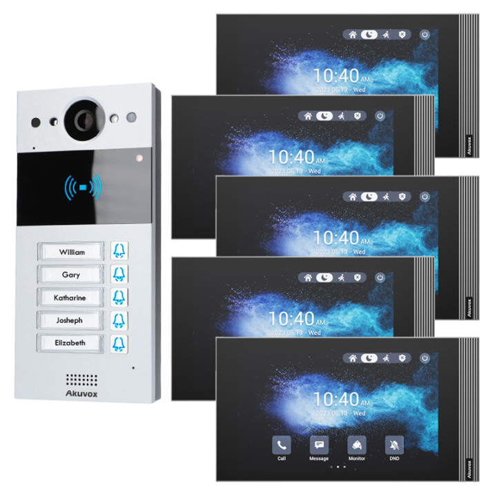Akuvox R20BX5 IP Intercom Kit with 5x S563W 8" Monitors