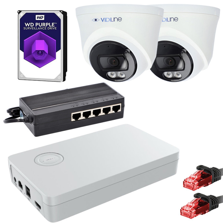 VidiLine ZES-14D-515-2 IP Surveillance Kit with 2x 4MP Cameras, PoE Switch, 1TB HDD