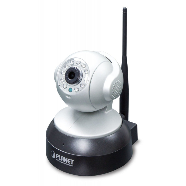 PLANET ICA-W7100 Caméra IP IR PT sans fil 720P : sans fil 11n, H.264, objectif 3,6 mm, 720P @ 30fps, IR-10m, ICR, WDR, DNR, audi