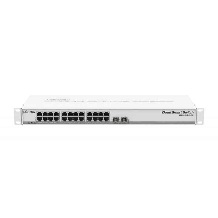 MikroTik CSS326-24G-2S+RM Managed Network Switch, 24x Gigabit Ethernet, 2x SFP+, PoE, 1U