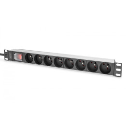 DIGITUS DN-95402-1-FR 1U Aluminum PDU, 8x CEE 7/5 (Type E) Sockets, 16A, 4000W, 230V