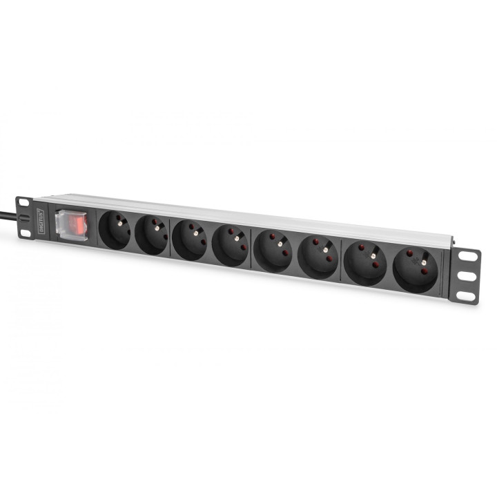 DIGITUS DN-95402-1-FR 1U Aluminum PDU, 8x CEE 7/5 (Type E) Sockets, 16A, 4000W, 230V